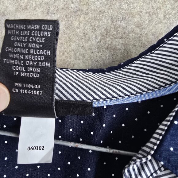 Lane Bryant Womens Button Down Navy Polka Dot Shirt Size 26 Cotton Blend - Picture 5 of 7